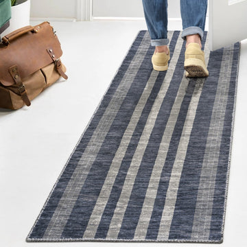 Vichy Geometric Striped Machine-washable Area Rug